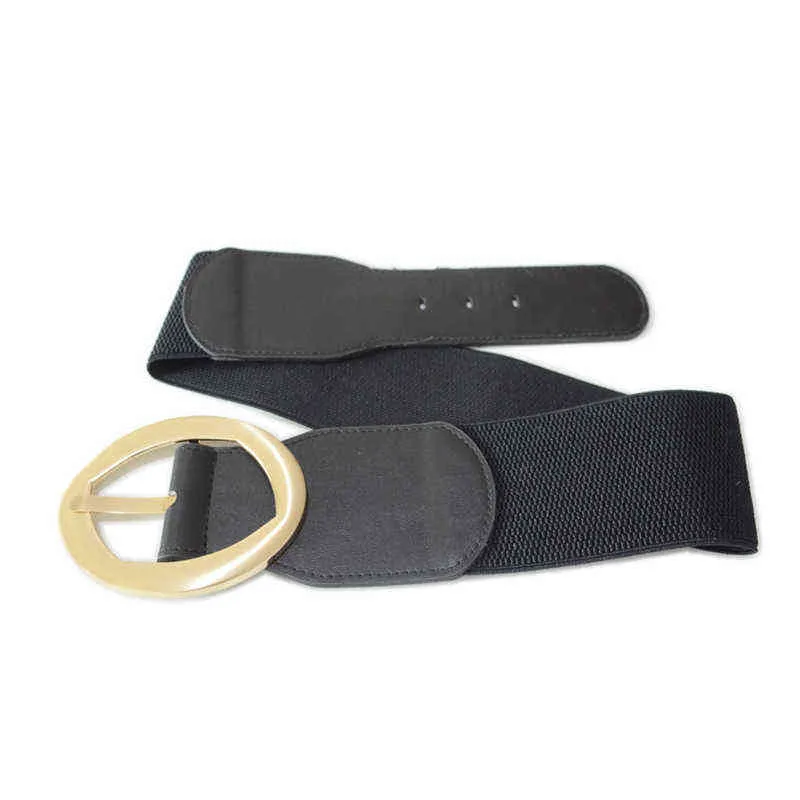 Hebilla ovalada Sello de cintura Nuevos cinturones anchos de cuero de PU para mujer Cinturón ancho de cintura elástica para mujer para la cintura del partido de maleza Marca BG-1662 G220301