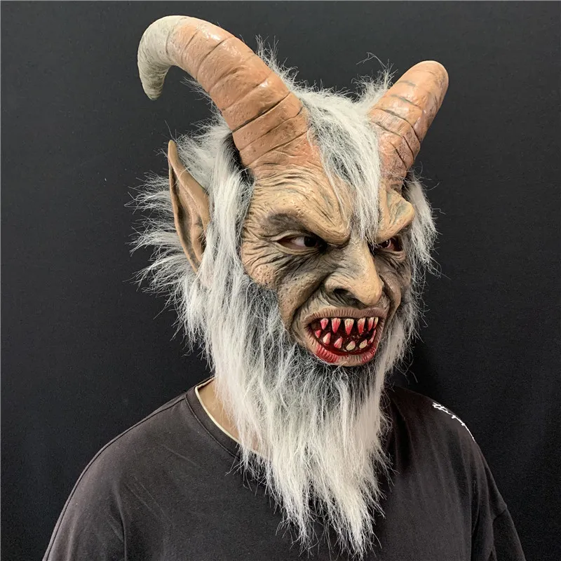 Korkunç maske iblis şeytan Lucifer Boynuz lateks Maskeler Cadılar Bayramı filmi cosplay dekorasyon Festivali Parti Tedarik sahne Yetişkinler Korkunç 200.929