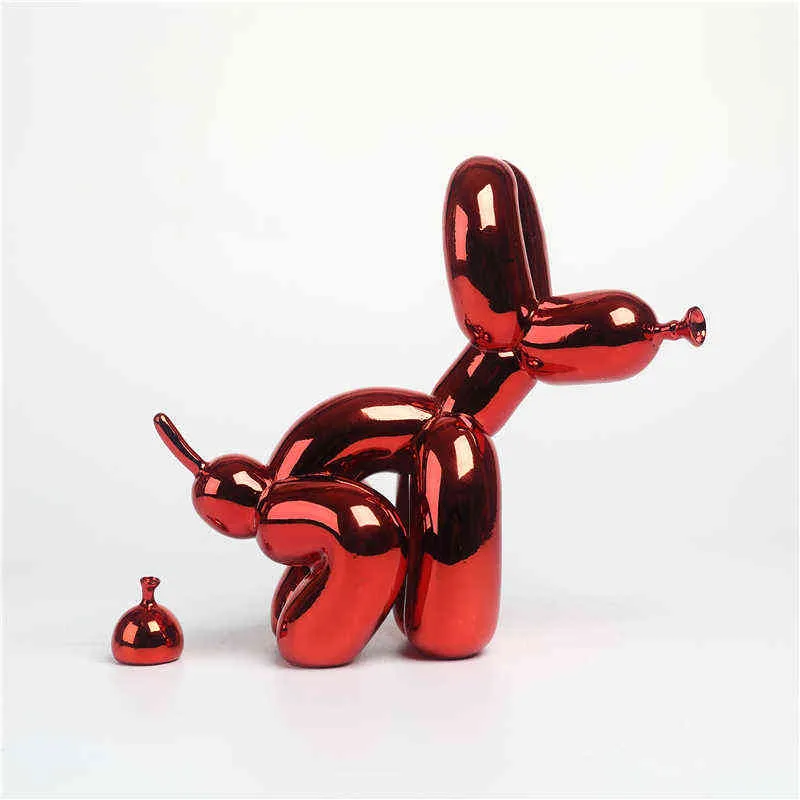 판매 Jeff Koons 풍선 개 동상 수지 동물 조각 홈 장식 공예 사무실 장식 블랙 골드 211229