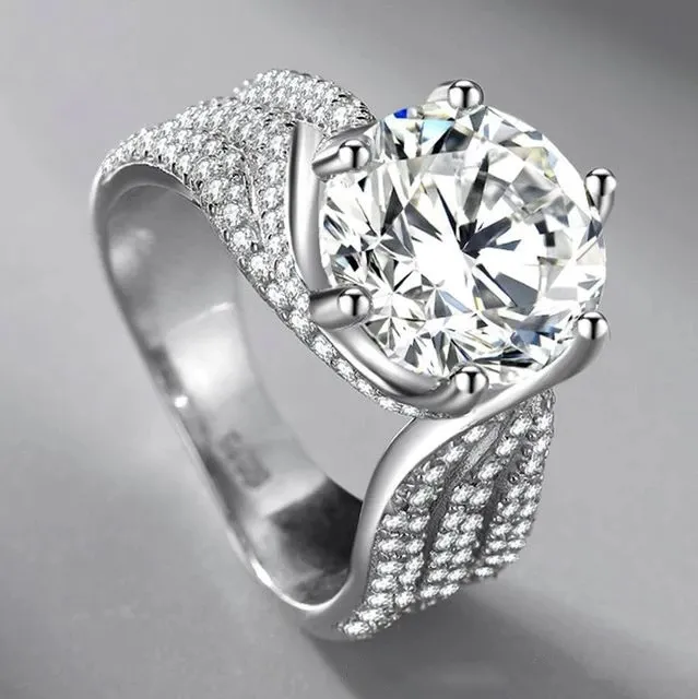 Европейский и американский моисанит вращающийся 3 ряда скрученный цветок 6 когтей алмазное кольцо свадьба женское ювелирные изделия день Святого Валентина подарок