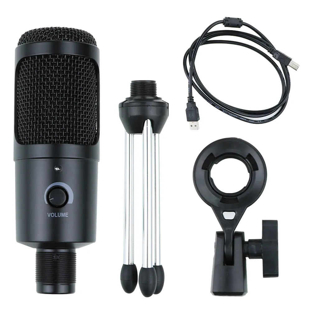 Microphones de Studio d'enregistrement à condensateur de Microphone professionnel USB support pour ordinateur portable et ordinateur Youtube Skype carte son de jeu