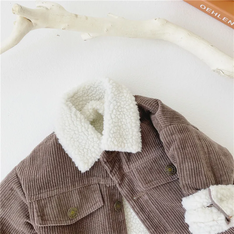 Coat born Baby Girl Boy Corduroy Jacket Infant Toddler Child Autumn Spring Winter Warm Thick Kid Outwear Clothes 0-3Y 220826