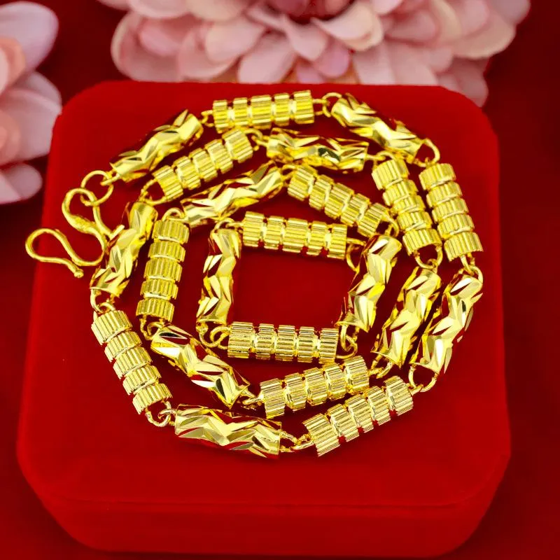 Mode lyxiga mäns halsband 24k guldkedja solid bilblomma halsband för män bröllop engagemang jubileum smycken gåvor m229p