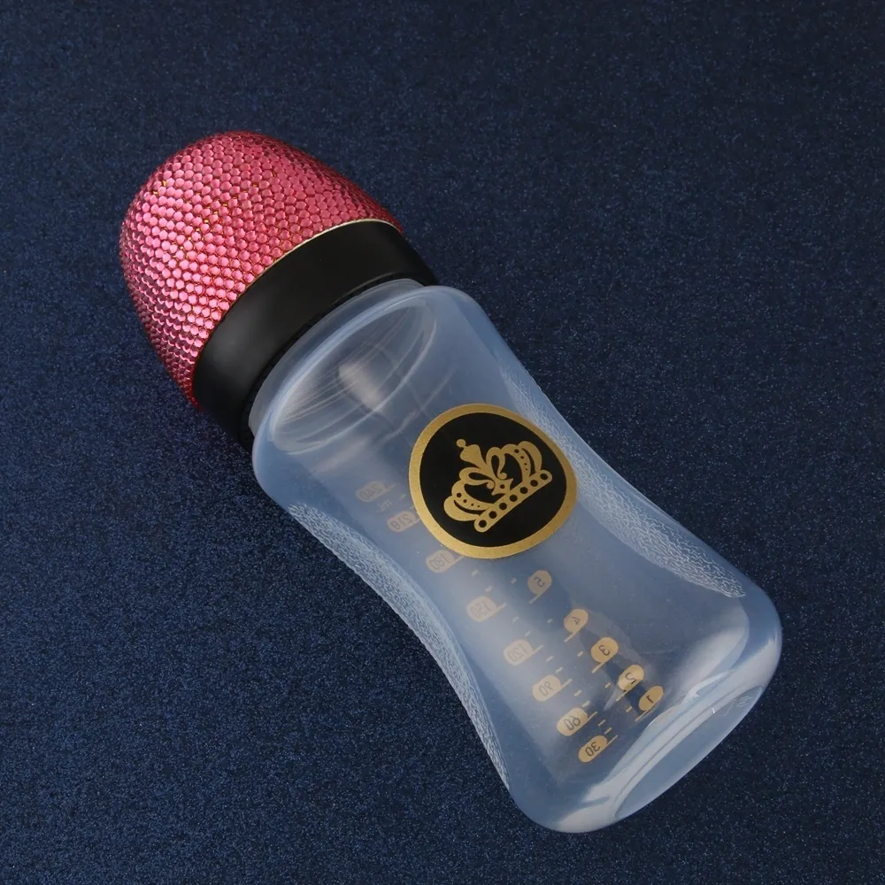 Luxury Bling Bling Diamond Feeding Bottle 240 ML Wide Neck PP Baby Bottle BPA Perfect Baby Gift Set LJ201110232e