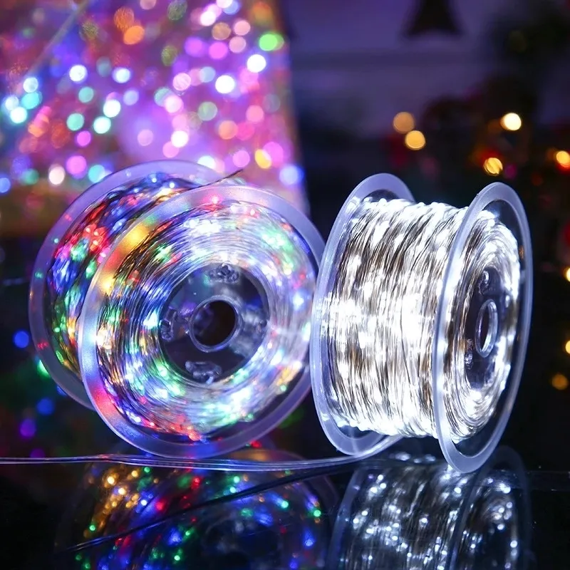 LED Fata Ghirlanda esterna impermeabile 20/50 / 100M Stringa di luce Spina UE Otto modalità lampeggianti Luci di Natale Decorazione del giardino 201203
