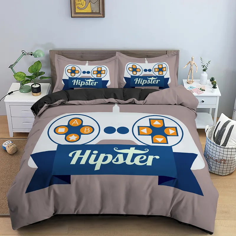 Luxus Euro Größe Bettwäsche Set für Jungen Geschenk Moderne Gamer Tröster Tuch Spiel Bettbezug Kinder Bunte Nordic Bett Abdeckungen 210316