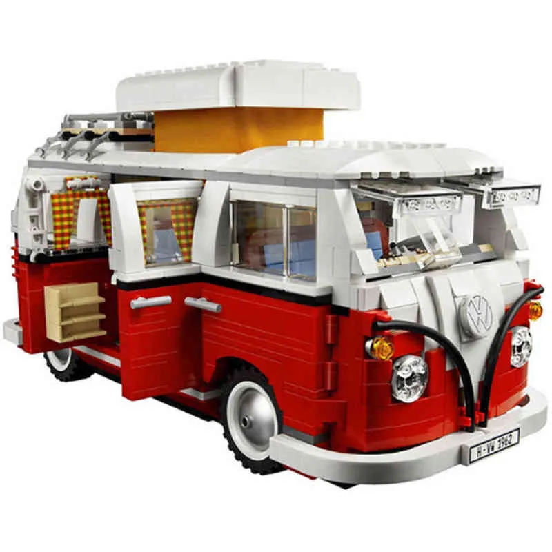 Compatible 10220 Technic Series VW T1 Camper Van Building Blocks Car Model Bricks Bus 21001 Children Toys Set AA220303 AA220303