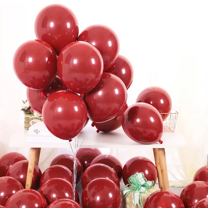 Romantyczny Ruby Red Balloon Big Round Latex Balony Prezenty 5/10/12/18 Cal Romantyczny Materiały Ślubne Urodziny Dekoracja Y0107