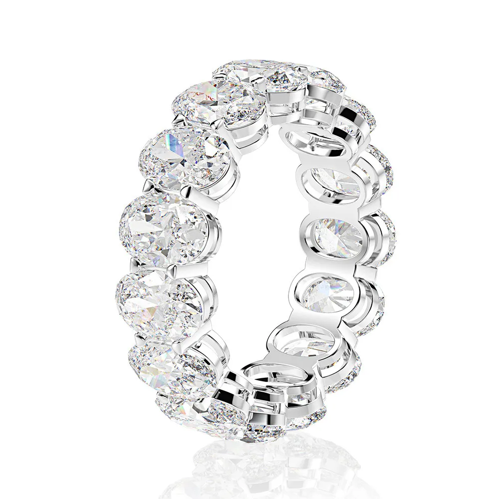 Bague en diamant Moissanite de coupe ovale d'éternité 100% originale en argent sterling 925, bagues de fiançailles pour femmes, bijoux cadeau Y188H