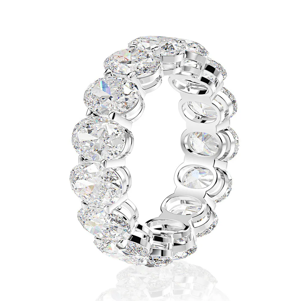 Eternity Oval Cut Moissanite 다이아몬드 반지 100% 원본 925 스털링 실버 약혼 웨딩 밴드 rings women 보석 선물 y250w