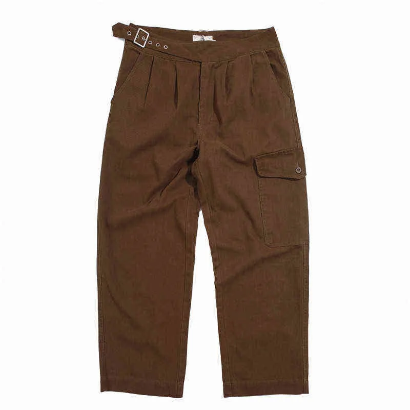 Gurkha Pants Mens Military Multi Pocket Cargo Pants Safari Style Casual Loose Solid Color Work Trousers Men H1223