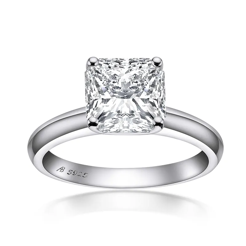 AINUOSHI, обручальное кольцо из стерлингового серебра 925 пробы, 3 карата, огранка принцессы для женщин, кольцо-пасьянс с имитацией бриллианта на годовщину Y11253p