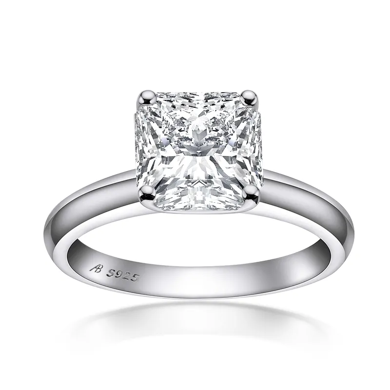 AINUOSHI 925 Sterling Silber 3 Karat Princess Cut Verlobungsring für Frauen Sona Simuliert Diamant Jahrestag Solitärring Y1124