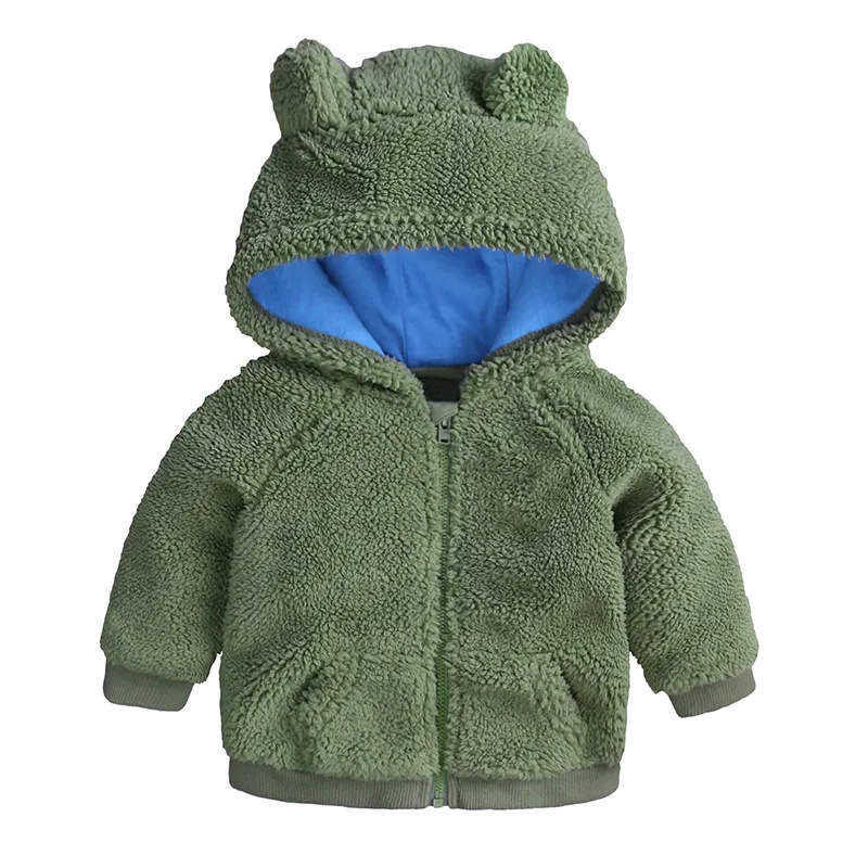 vêtements de bébé nouveau-né Automne Hiver chaud Hooded jacketCoat pour 3-18M enfant en bas âge bébé garçon filles dessin animé ours Survêtement bleu vert 201030