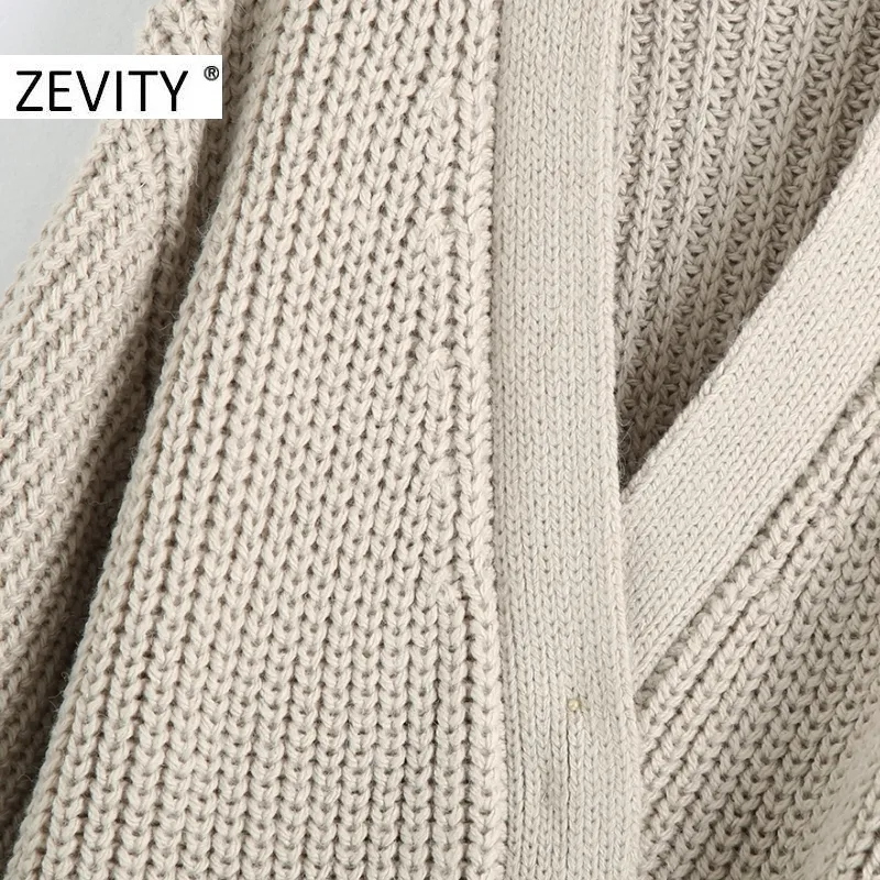 Zevity Women Fashion Cross V Neck Bow bundna Cardigan Sticking Sweater Lady Long Sleeve Kimono Casual Sweaters Chic Tops S400 201223