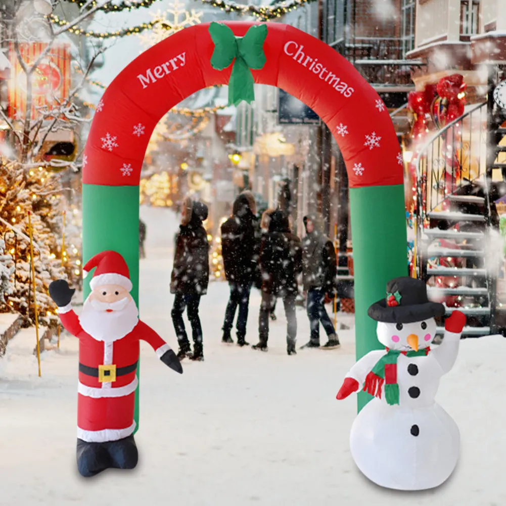 2.4メートルのハイクリスマスの膨脹可能なアーチウェイヤードアーチホームドアの新年の装飾201204のサンタクロース雪だるまクリスマスパーティーの装飾