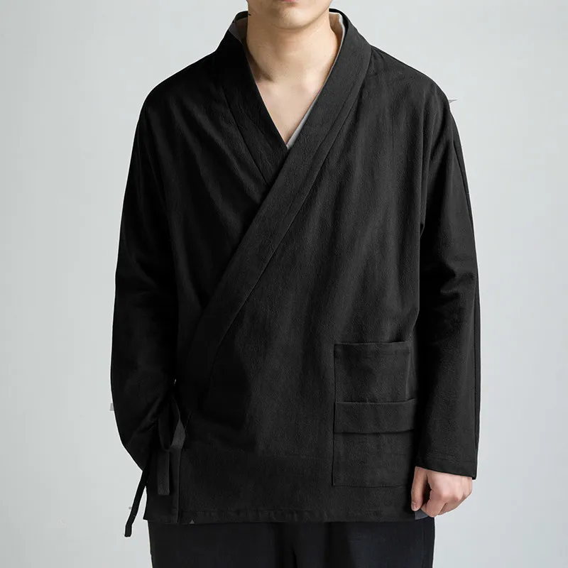 Tradizionali punti aperti uomini in cotone giacca di lino uomini kimono cardigan maschio harajuku outwear maschi kongfu cappotti lj201013