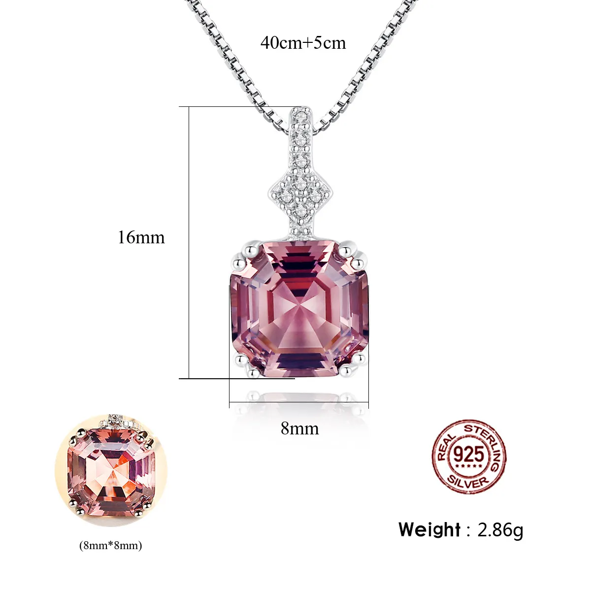 S925 Sterling Silver Necklace for women pendant necklace with Morganite noble jewelry accessories whole2339249