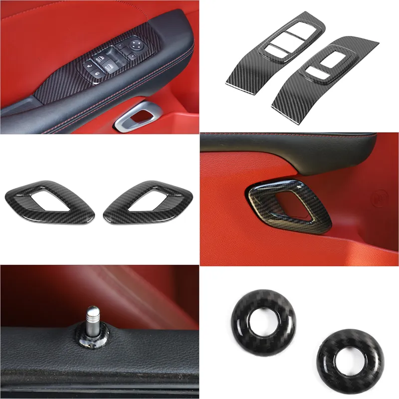 Kit de décoration intérieure ABS garniture décoration en Fiber de carbone pour Dodge challenger UP accessoires intérieurs automatiques