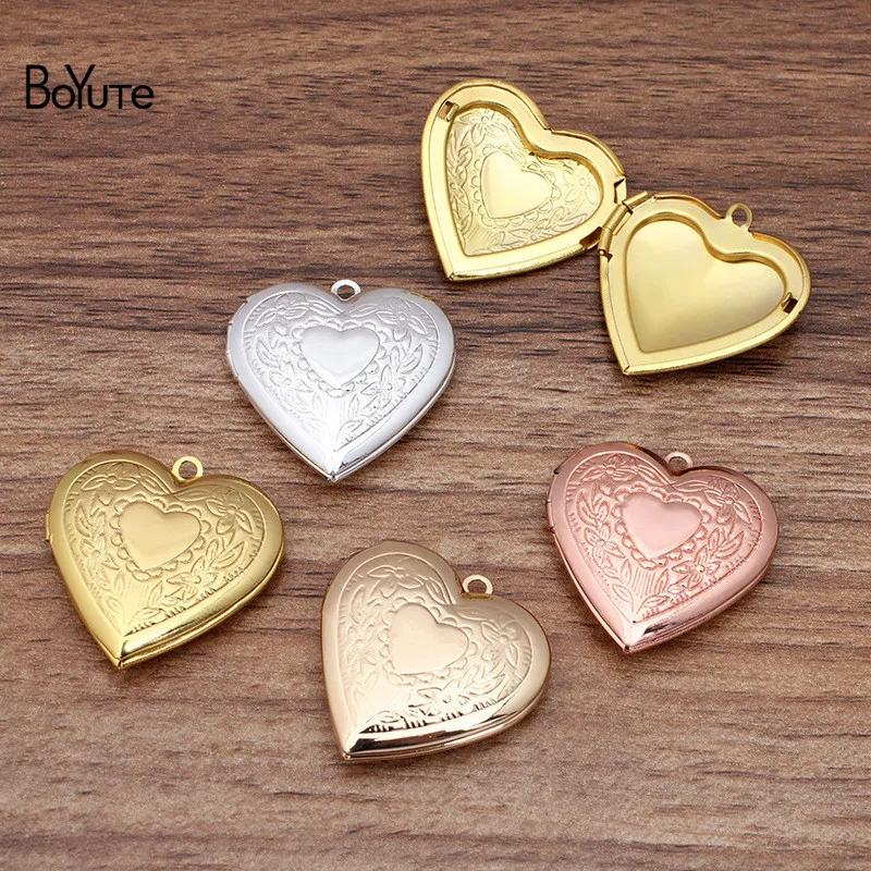 BoYuTe 28MM Metal Brass Heart Shaped Floating Locket Charms Pendant Factory Direct Po Locket2903