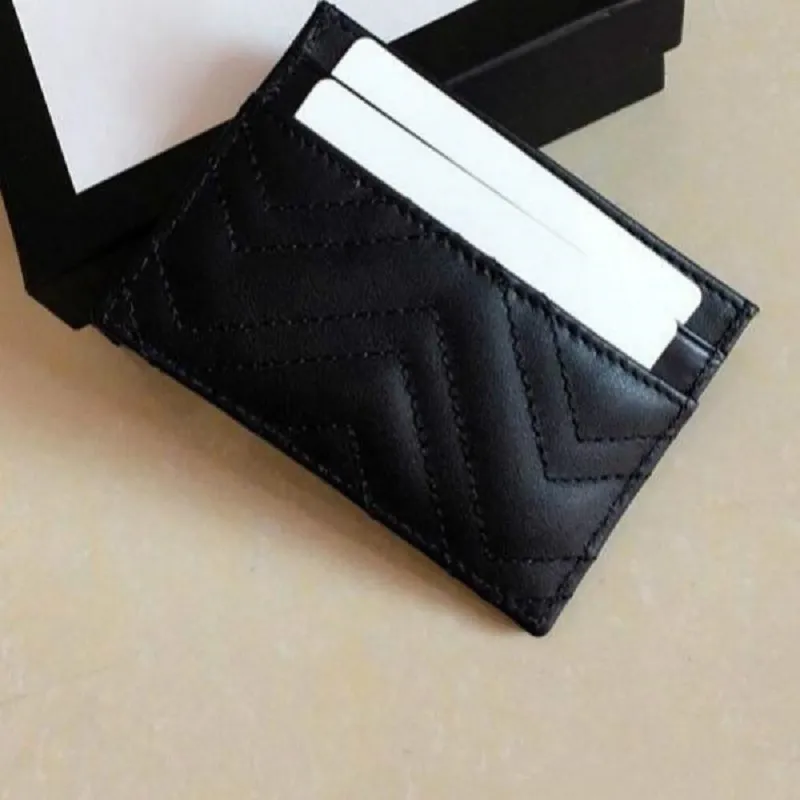 Modekaarthouder Men Women's Card Holders Black Lambskskin Mini Wallets Coin Pas Pocket Pocket Interior Slot Pocket Echt Leath2990