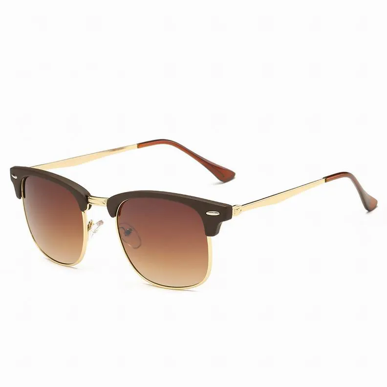 Mode demi-cadre lunettes de soleil hommes femmes concepteur Vintage Cateye lunettes de soleil rétro miroir nuances pour homme avec Case298A