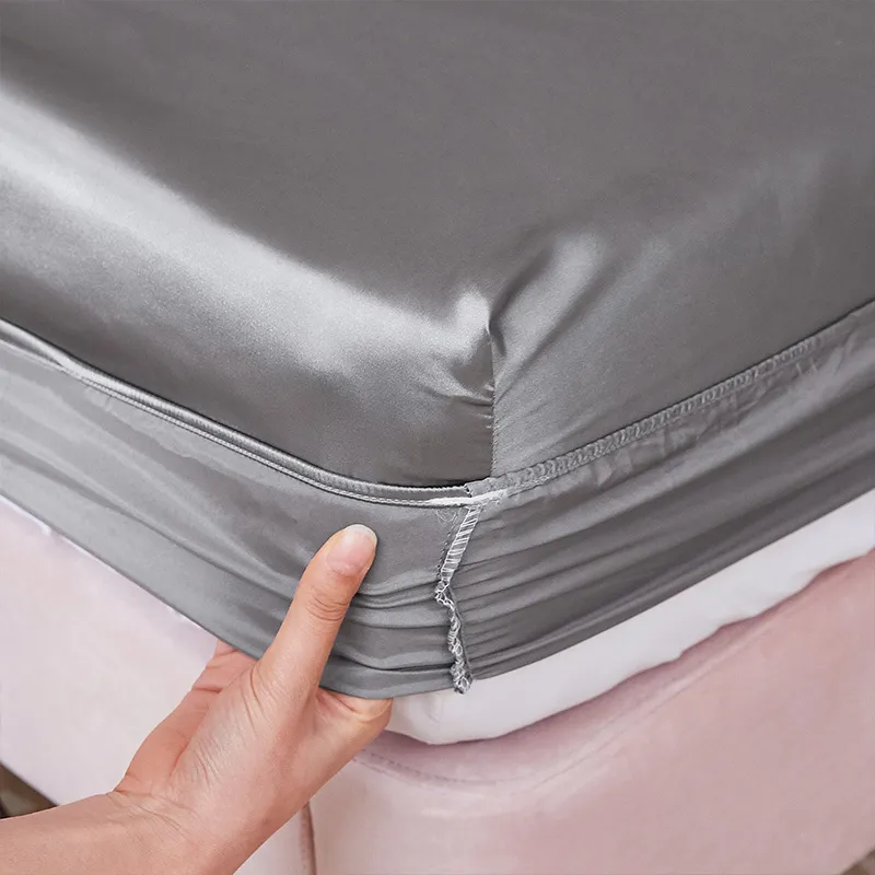 Lençol de seda de cetim capa de cama de seda lençol elástico ajustado e lençóis planos colcha para colchão lj200821294f