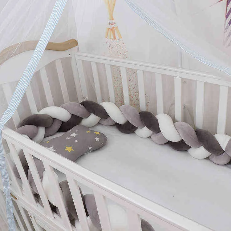 100 CM Bed Vlecht Knoop Kussen Kussenbumper Voor Baby Kids Crib Protector Cot Room Decor Anti-Collision 220209