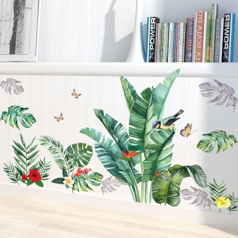 أوراق موز كبيرة قابلة للإزالة ملصقات الجدار نباتات المنزل ديكور منزلي لوحة تجزئة ورق جدار غرفة نوم DIY شارات الجدار فينيل T200601