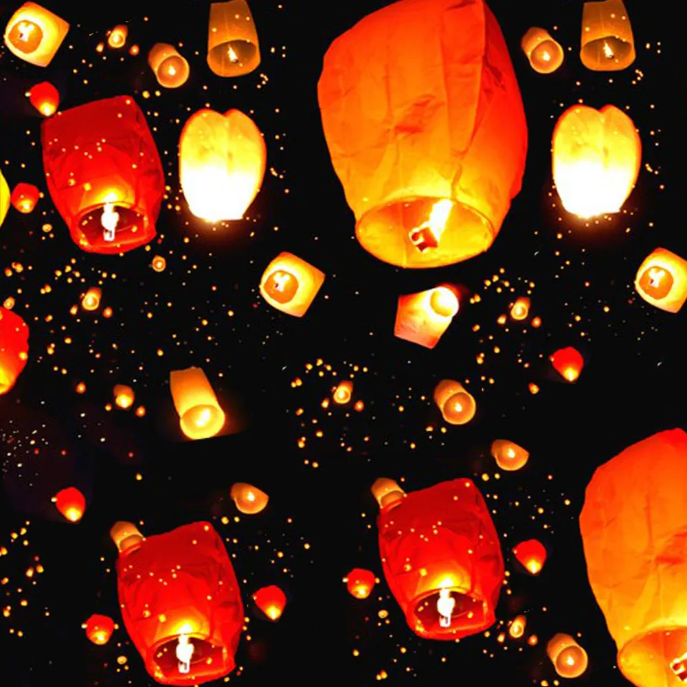 Chinois Papier Ciel Volant Lanternes Fly Bougie Lampes Fête De Noël Décoration De Mariage LJ201128