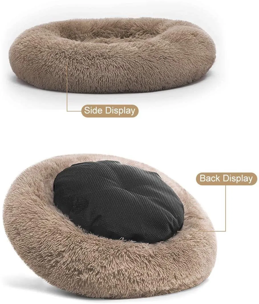 해외 도넛 개가 고양이 침대, 부드러운 플러시 쿠션, 라운드 쿠션 안티 슬립 머신 세탁 가능한 따뜻한 진정 매트 - 애완 동물을위한 수면 LJ201028