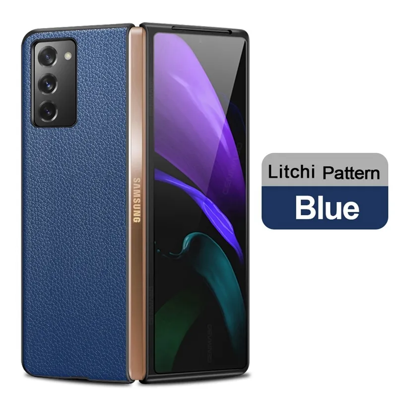 Hüllen für Samsung Galaxy Z Fold3 Fold2 Echtleder Hüllen Luxus Business Echtes Rindsleder Flip Cover für Samsung Z Fold 2 3