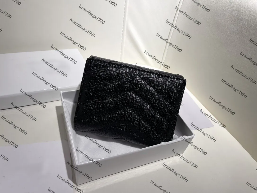 Créateur de mode Caviar Génétique en cuir Gélet Black Black Portefeuille Card de cartes à glissière Sacs de fermeture à glissière Femme Course Small Coin Sac avec B277P