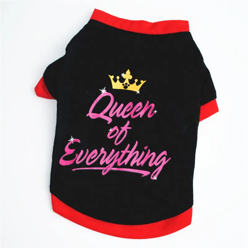 Rainha queen Crown Design Roupas de estimação para pugs camiseta cachorrinho de verão