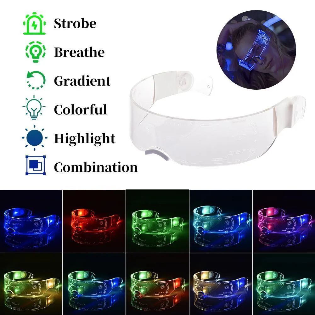 Clignotant Lunettes Party EL Wire Neon LED Lunettes de soleil Light Up Rave Costume DJ Lumineux Anniversaire Décor Y201006