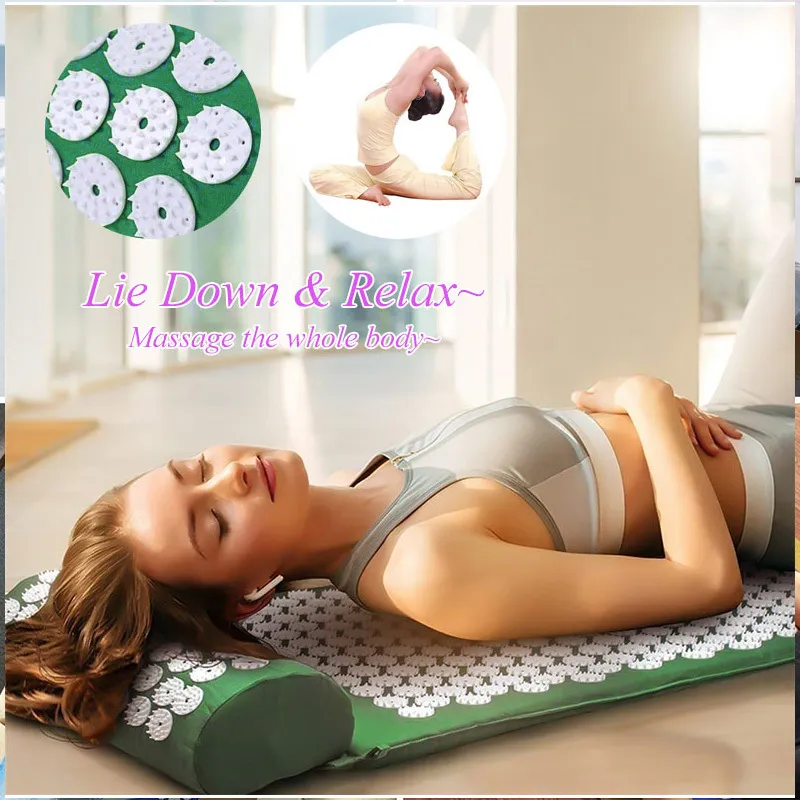 Tapis de yoga antidérapants Tapis d'acupression Spike Tapis de massage et oreiller Soulager le dos Relaxer les muscles Coussins d'acupuncture Applicateur 201203