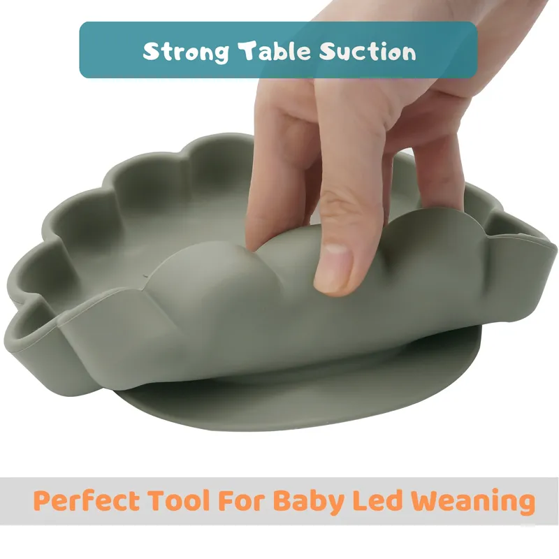 Dezembro Baby Products Products Flower Silicone Bowl Fácil de enxaguar as coisas de bebê nascida infantil Conjunto de alimentação LJ201221