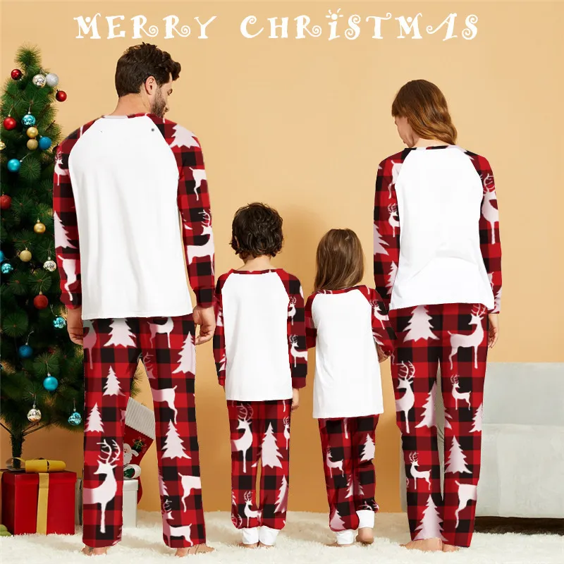 Weihnachten Familie Matching Papa Mutter Tochter Sohn Paar Pyjamas Set Hirsch Familie Look Nachtwäsche Oberbekleidung Mama und ich Pyjamas Set LJ201111