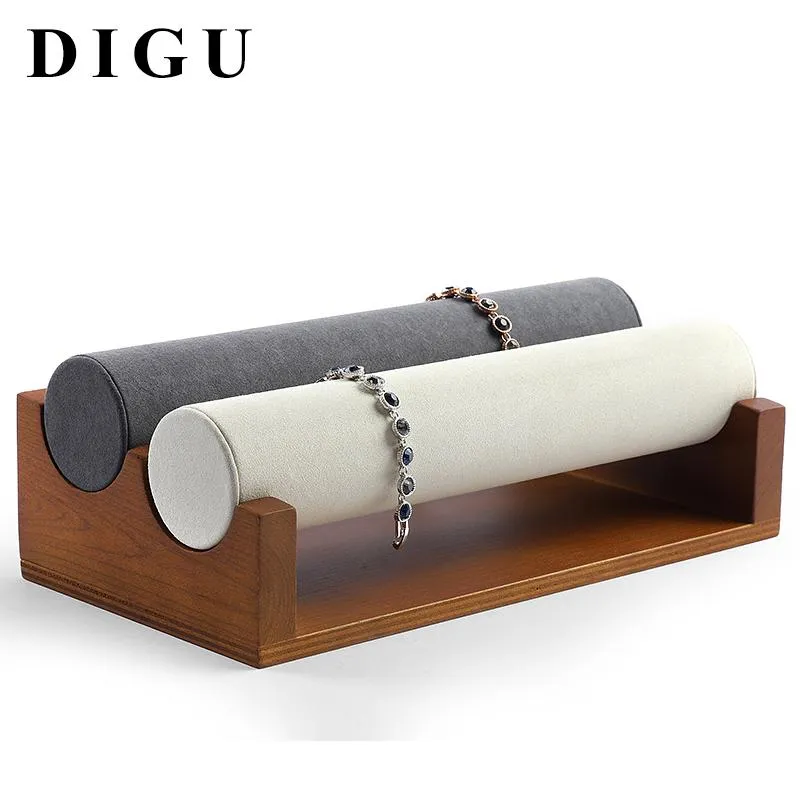 Jewelry Pouches Bags DIGU Whole Luxury Jewellery Displays Prop Bracelet Set Packaging Display Wood Stand267Z