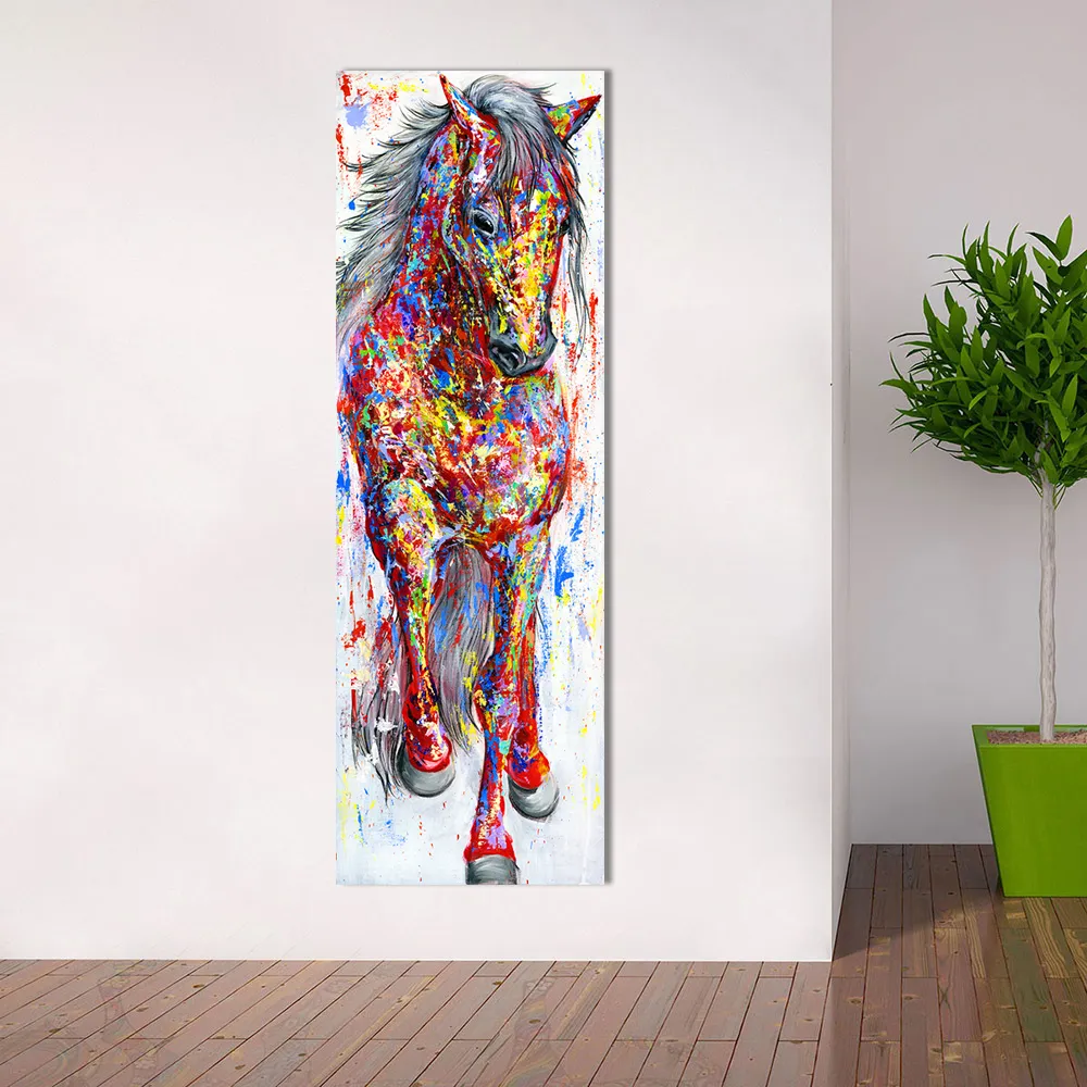 QKART Arte della parete Pittura Stampa su tela Immagine animale Stampe animali Poster Il cavallo in piedi soggiorno Decorazioni la casa Senza cornice LJ261c