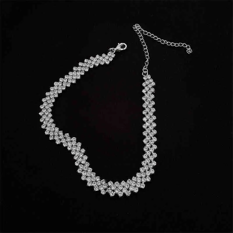 Hängande halslar strängar fyuan mode full strass choker halsband för kvinnor geometriska kristallbröllop smycken parti gåvor 26879582