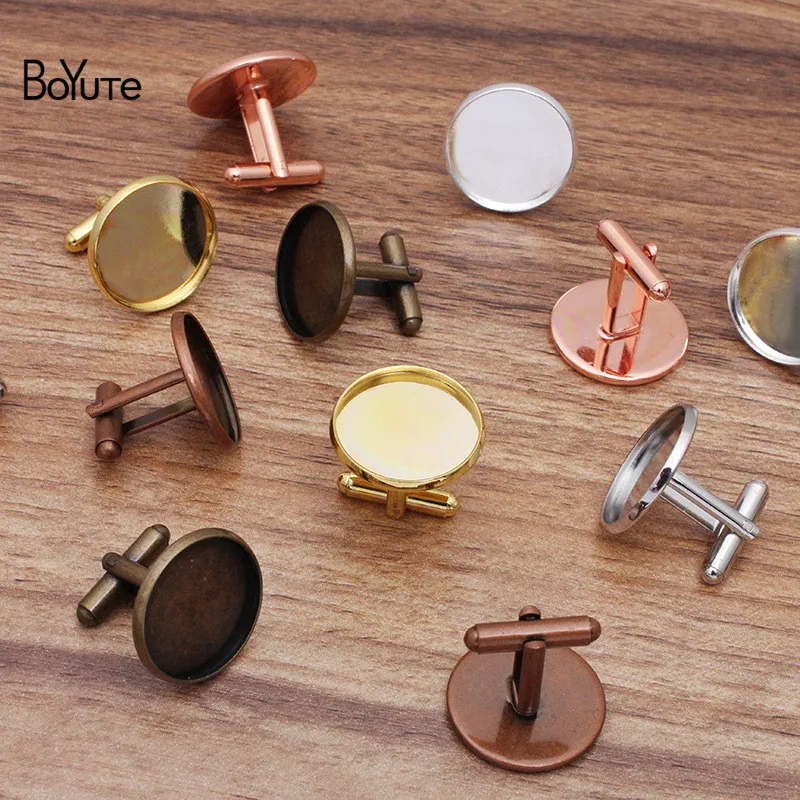 Boyute 20 sztuk partia 12 mm 14 mm 16 mm 20 mm Cabochon Metalowy metal francuski mankiet ślepy blankie Tray Bezel DIY Męskie odzież Accessori302r