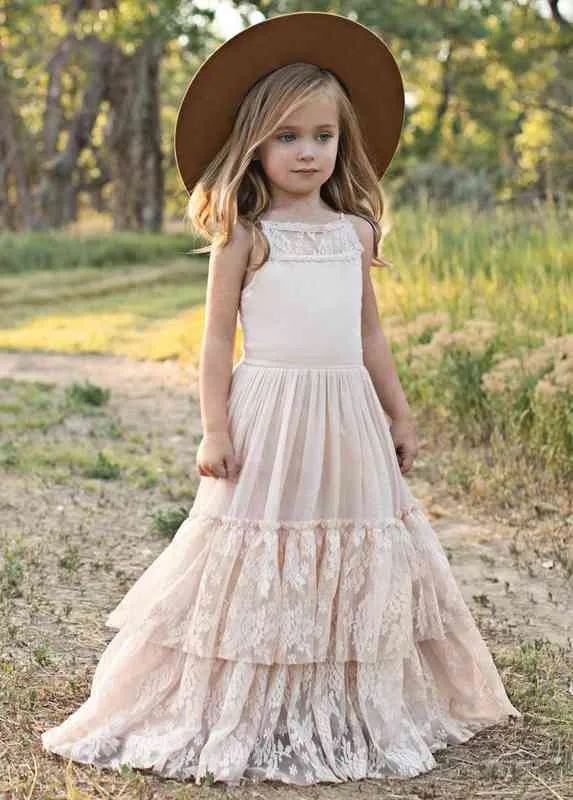 Neonate Abiti in chiffon di pizzo Bambini Ragazza di fiore Matrimonio Principessa Abito da festa Abiti Costume Abbigliamento bambini 27 anni AA29964416