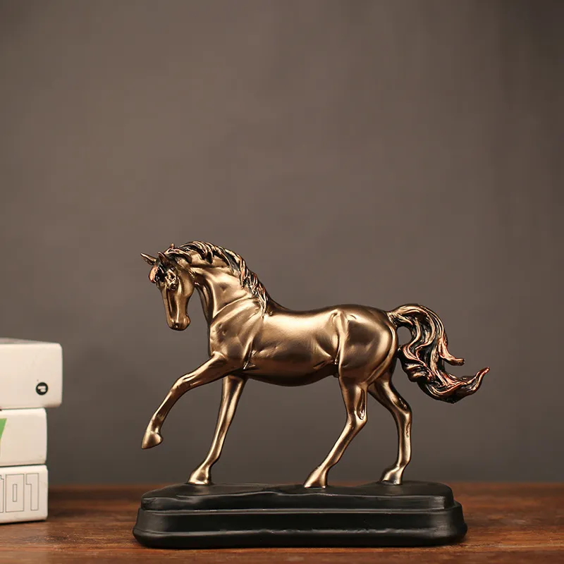 Casa Decoração Resina Cobre Cavalo Ornamentos Artesanato Artificial Cabinete Artesanato Casa Decoração Acessórios Presentes Imitação Animal Figurine LJ200904