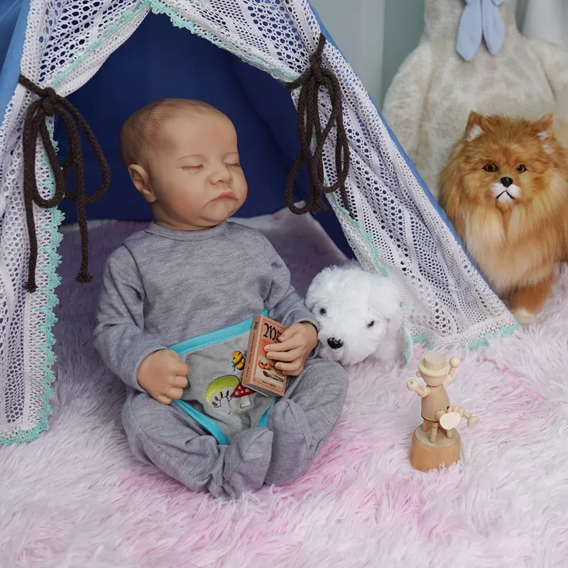 ADFO 20 Zoll Levi Reborn Baby Realistische Vinylkörper lebend lol Bebe Neugeborene fertige haargemalte Puppe Kinder Mädchen Geschenk Puppen 220315