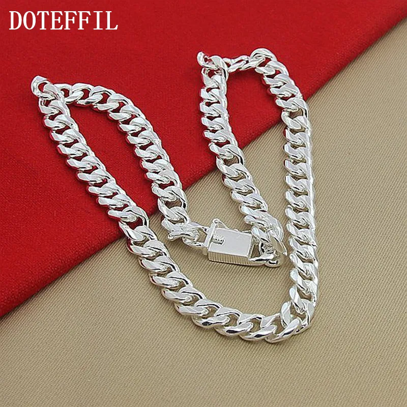 DOTEFFIL 925 Sterling Silver 10mm 22-Inch Men Necklace Side Chain Atmospheric Statement Gift Party Jewelry 220222