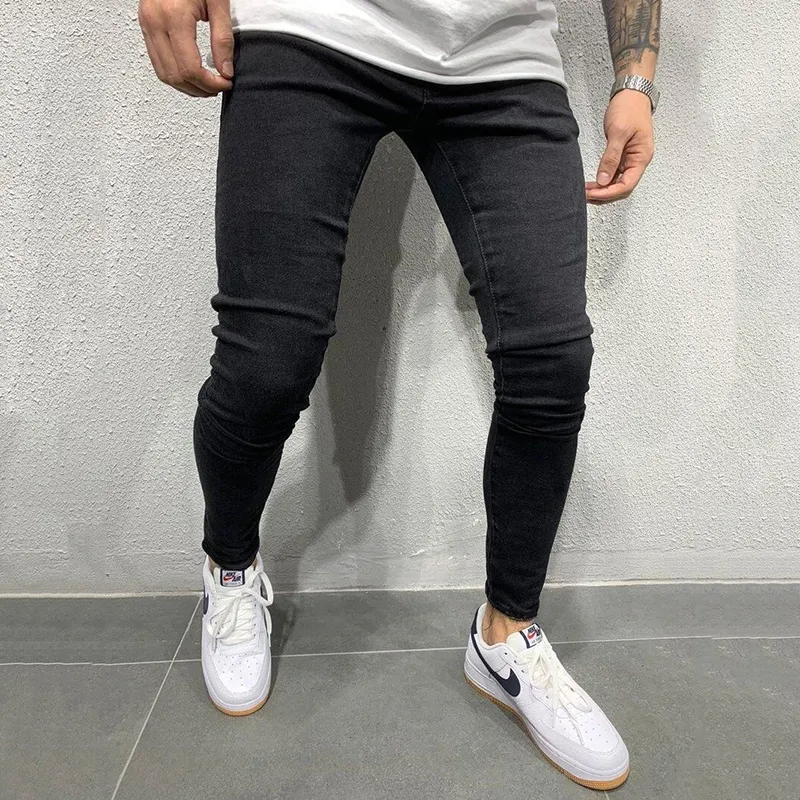 Stretch Skinny Jeans Uomo Brand New Hip Hop Mens Biker Denim Pantaloni Pantaloni Casual Slim Fit Black Pencil Pants Plus Size S-3XL 201223