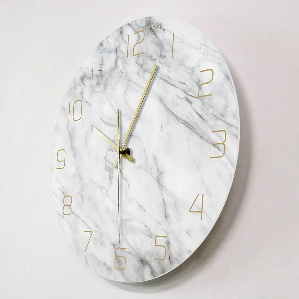 Quartzo analógico silencioso relógio de parede de mármore 3d chique impressão de mármore branco moderno relógio de parede redondo criatividade nórdica decoração de casa moda lj20272a