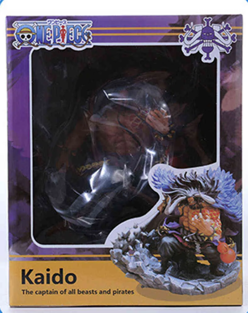 Anime One Piece Wano Four Emperors Beast Pirates Kaido Battle Ver. GK PVC Action Figure Standbeeld Collectible Model Kinderen Speelgoed Pop AA220311