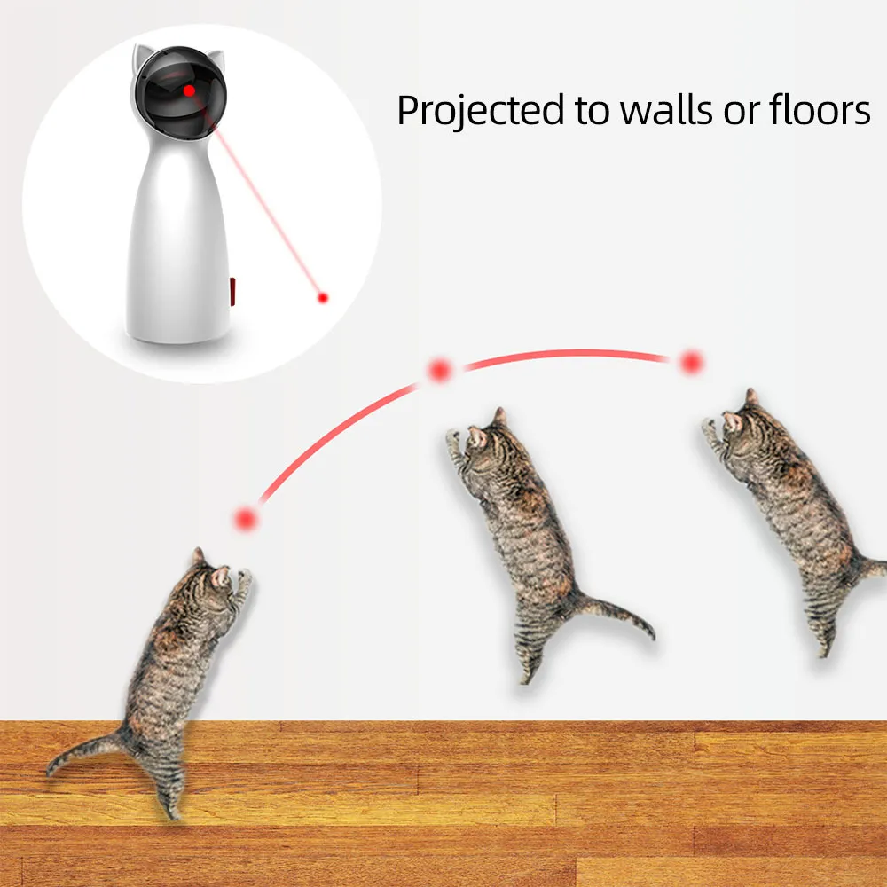 Giocattolo interattivo gatti Laser a LED Giocattolo divertente Rotazione automatica Esercizio gatti Giocattolo divertente Carica USB regolabile multiangolo Q112173777